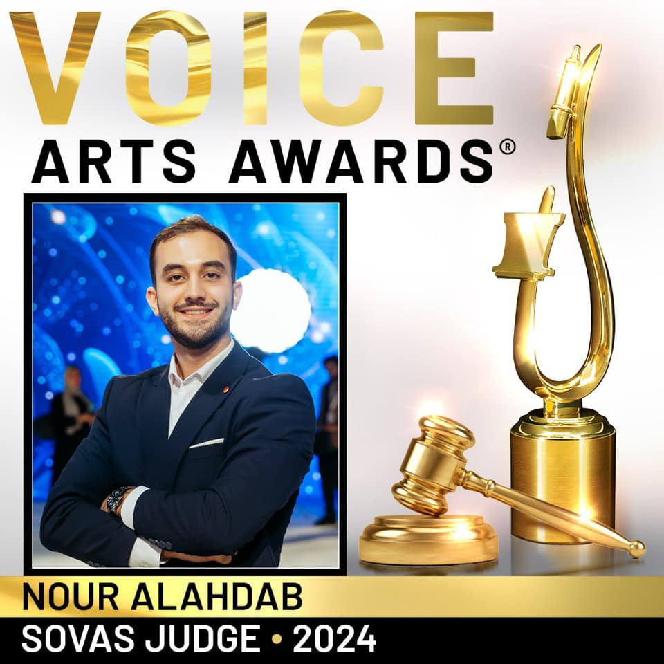 عضو لجنة التحكيم لأهم مسابقة في مجال التعليق الصوتي حول العالم Voice Arts Awards 2024 والتي تقيمها جمعية فنون وعلوم الصوت في هوليوود في الولايات المتحدة الأمريكية Society of Voice Arts and Sciences